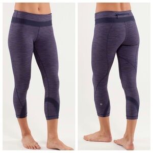Lululemon Womens Inspire Crop Leggings Purple Indigo Zipper Pocket 6